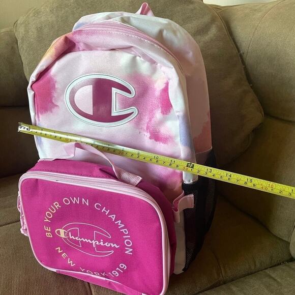 Champion Laptop Backpack with Lunch bag pink tie dye water bottles holder School - Picture 7 of 15